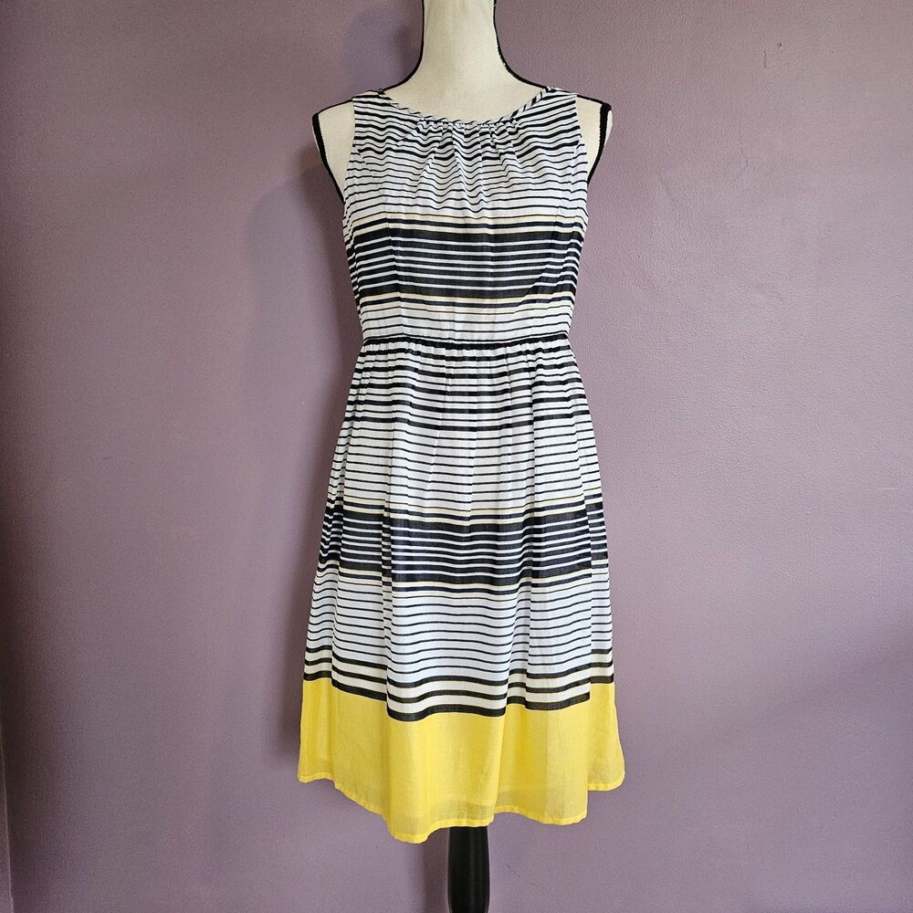 Talbots Petites Striped 100% Cotton Sleeveless Knee Length Summer Dress